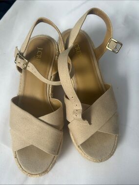 J. Crew Beige Canvas Espadrille Sandals